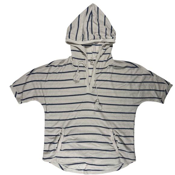 Cable & Gauge Women’s XS Striped Terry Cloth Hooded Top Swim Cover Pullover - Picture 1 of 5